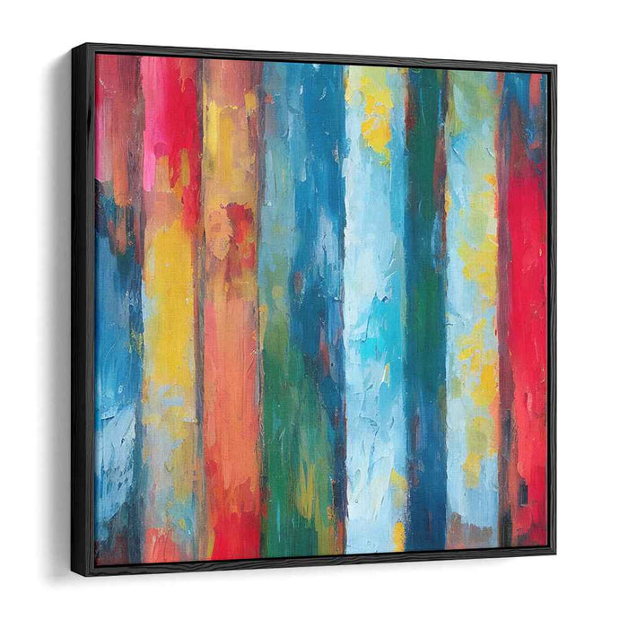 Vibrant Striations: Abstract Expressionist Color Bands Canvas Art Print