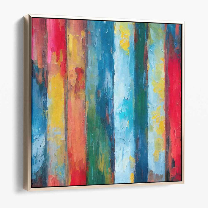 Vibrant Striations: Abstract Expressionist Color Bands Canvas Art Print