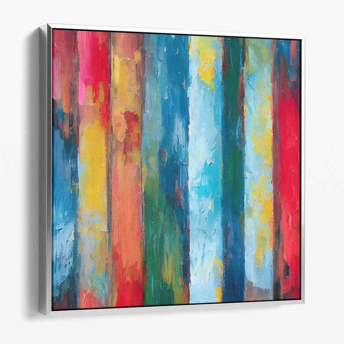Vibrant Striations: Abstract Expressionist Color Bands Canvas Art Print