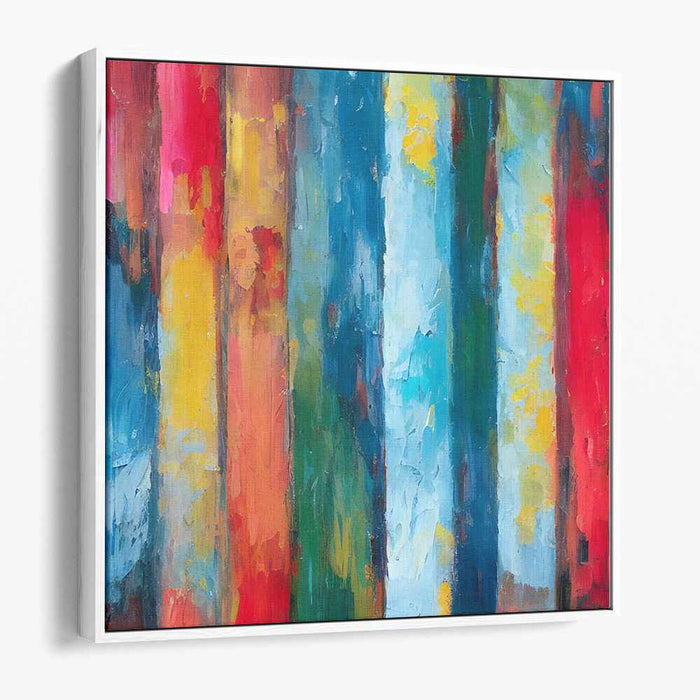 Vibrant Striations: Abstract Expressionist Color Bands Canvas Art Print