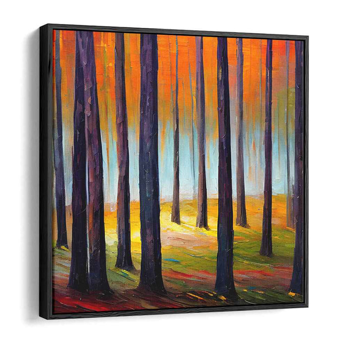 Enchanted Woodland Charm: Vibrant Forest Landscape Canvas Art Print