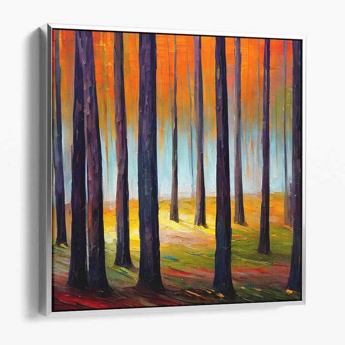 Enchanted Woodland Charm: Vibrant Forest Landscape Canvas Art Print