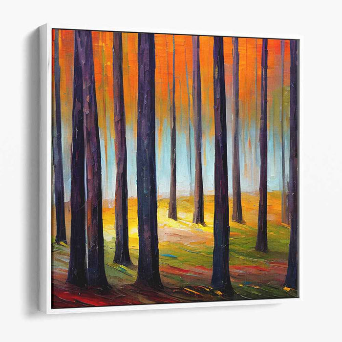 Enchanted Woodland Charm: Vibrant Forest Landscape Canvas Art Print