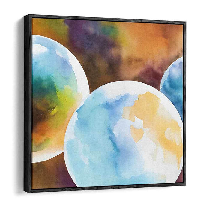 Astral Aqua Fantasy Realm: Watercolor Planets in Cosmic Dreamscape