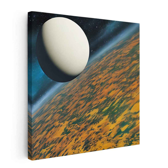 Neon Dreamscapes of Zephyria: Abstract Sci-Fi Planetary Landscape Canvas Art Print