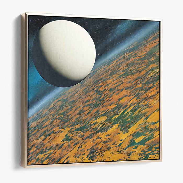 Neon Dreamscapes of Zephyria: Abstract Sci-Fi Planetary Landscape Canvas Art Print