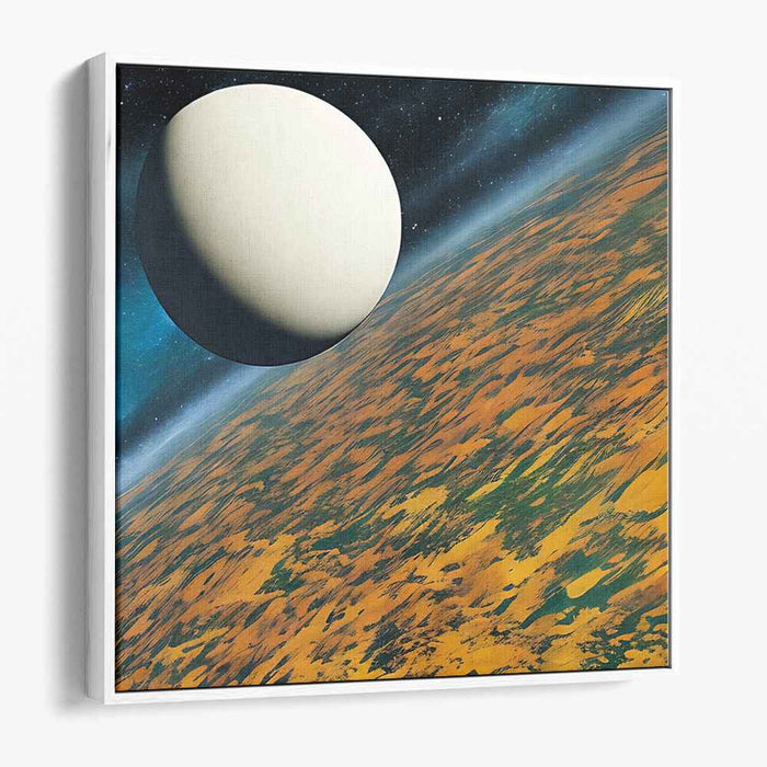 Neon Dreamscapes of Zephyria: Abstract Sci-Fi Planetary Landscape Canvas Art Print