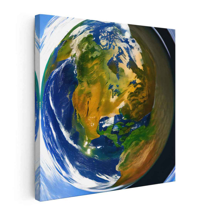 Global Perspective: A Stunning Fisheye View of Earth Canvas Art Print