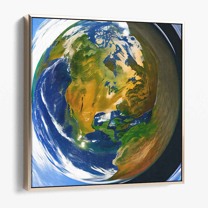 Global Perspective: A Stunning Fisheye View of Earth Canvas Art Print