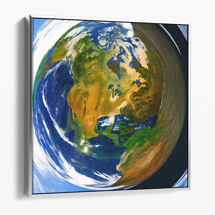 Global Perspective: A Stunning Fisheye View of Earth Canvas Art Print