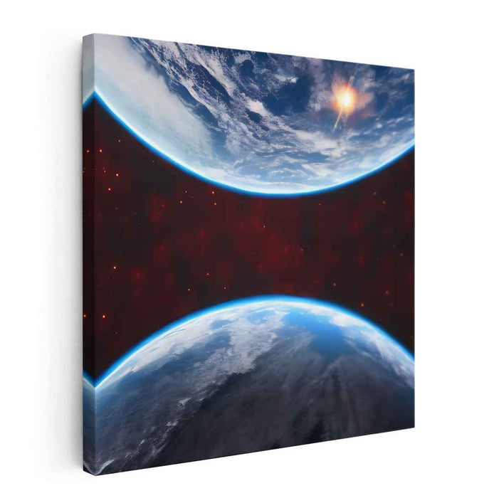 Cosmic Tapestry: Surreal Earth in the Vast Universe Canvas Art Print