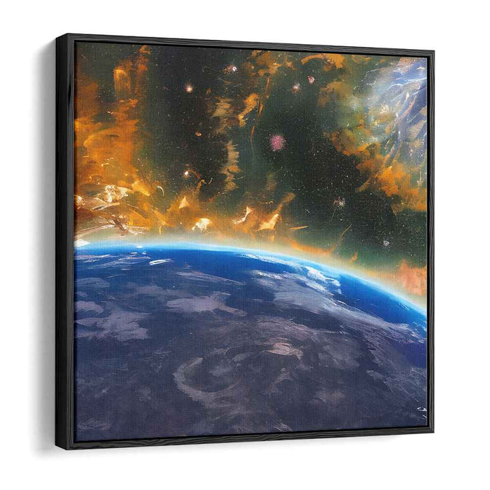 Cosmic Symphony Unfolding: Mesmerizing Earth and Space Canvas Art Print