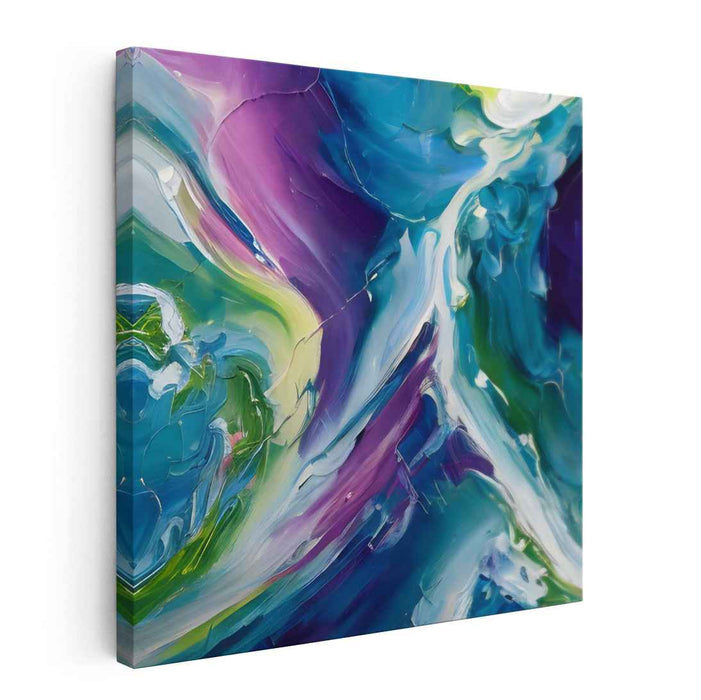 Ink Nebula Mirage: Abstract Expressionist Blue and Purple Canvas Art Print