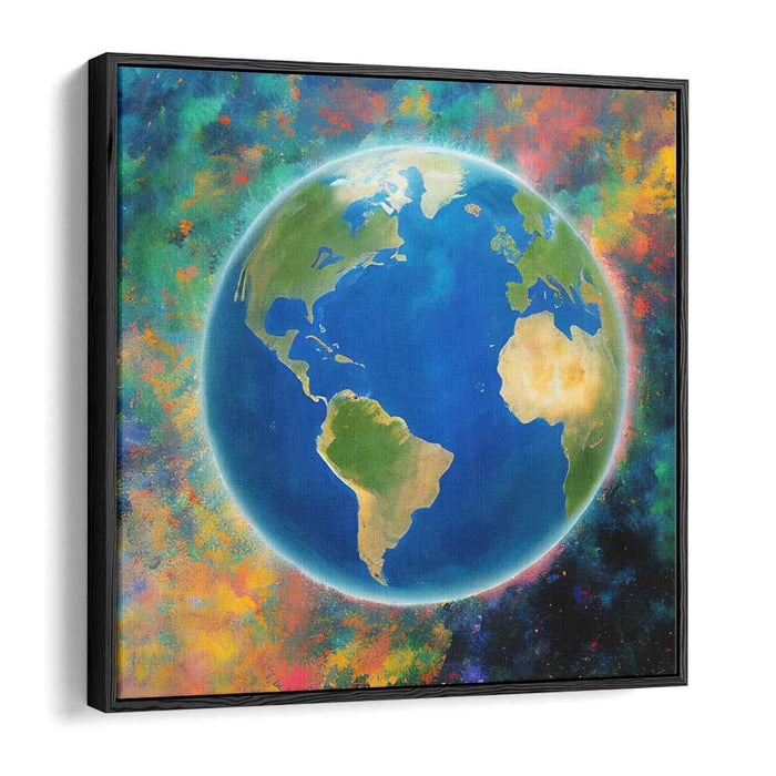 Celestial Earth: Vibrant Cosmic Energy Canvas Art Print