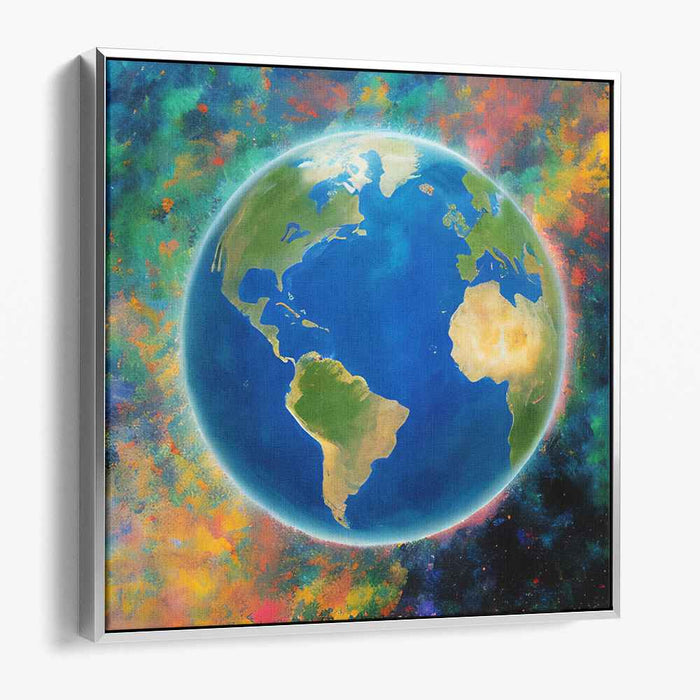 Celestial Earth: Vibrant Cosmic Energy Canvas Art Print