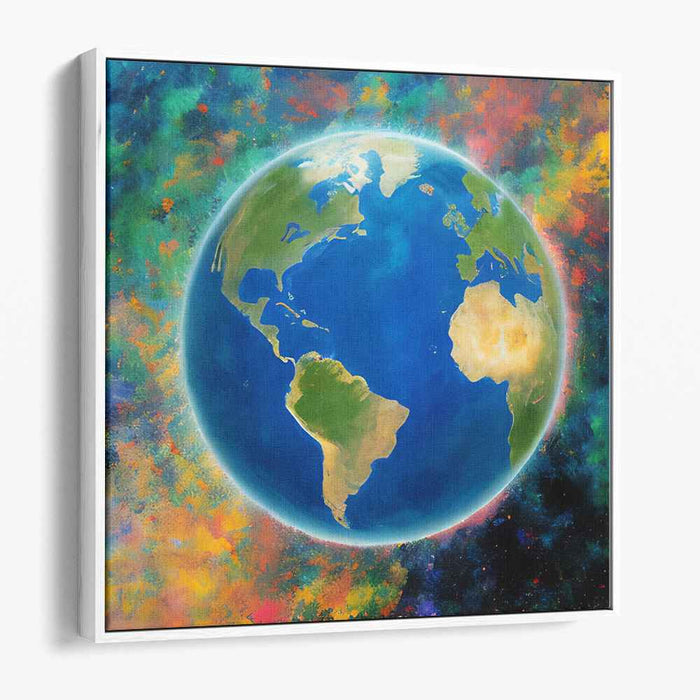 Celestial Earth: Vibrant Cosmic Energy Canvas Art Print