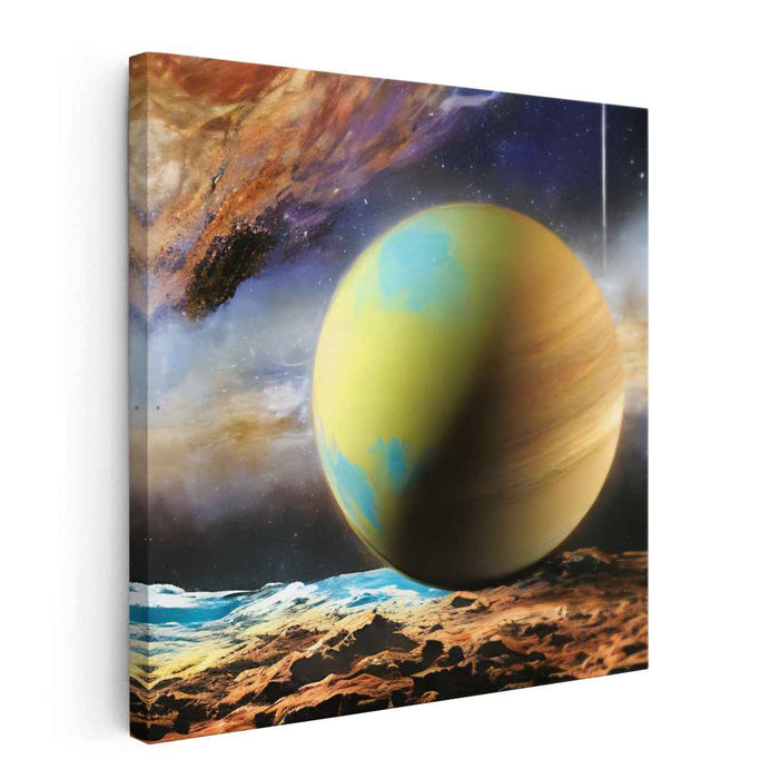 Ethereal Planetarium: Surreal Cosmic Landscape with Luminous Planet