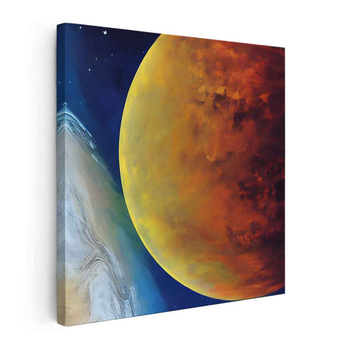 Celestial Inferno Waltz: Fiery Planetary Dance in the Vast Expanse