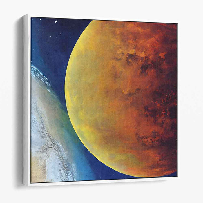 Celestial Inferno Waltz: Fiery Planetary Dance in the Vast Expanse