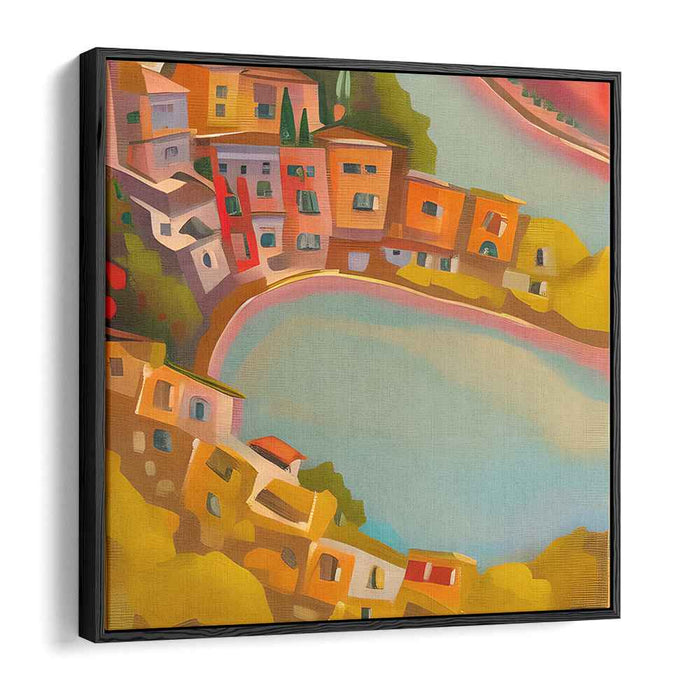 Urban Riverside Reflections: Modern Impressionist Waterfront Canvas Art