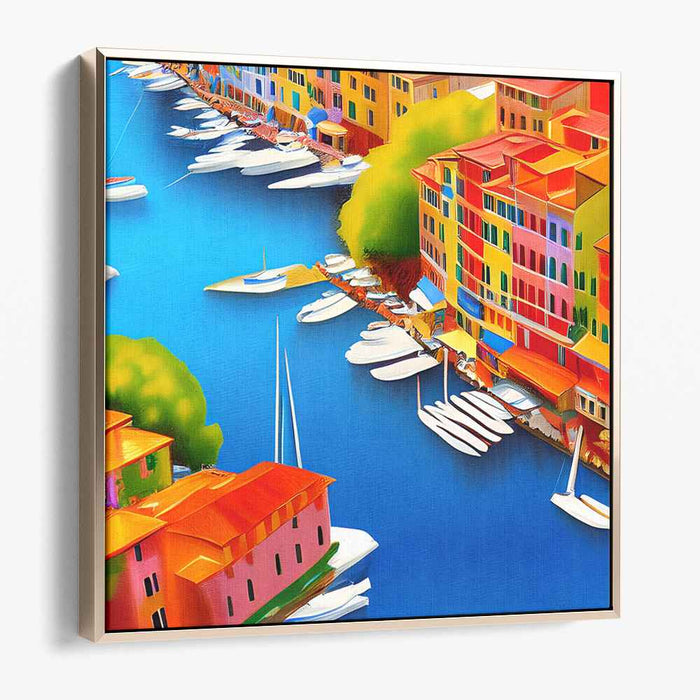 Aqua Strokes Symphony: Impressionist Waterfront Canvas Art Print