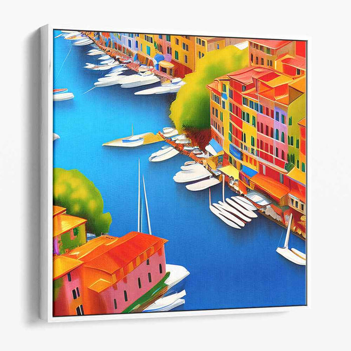 Aqua Strokes Symphony: Impressionist Waterfront Canvas Art Print