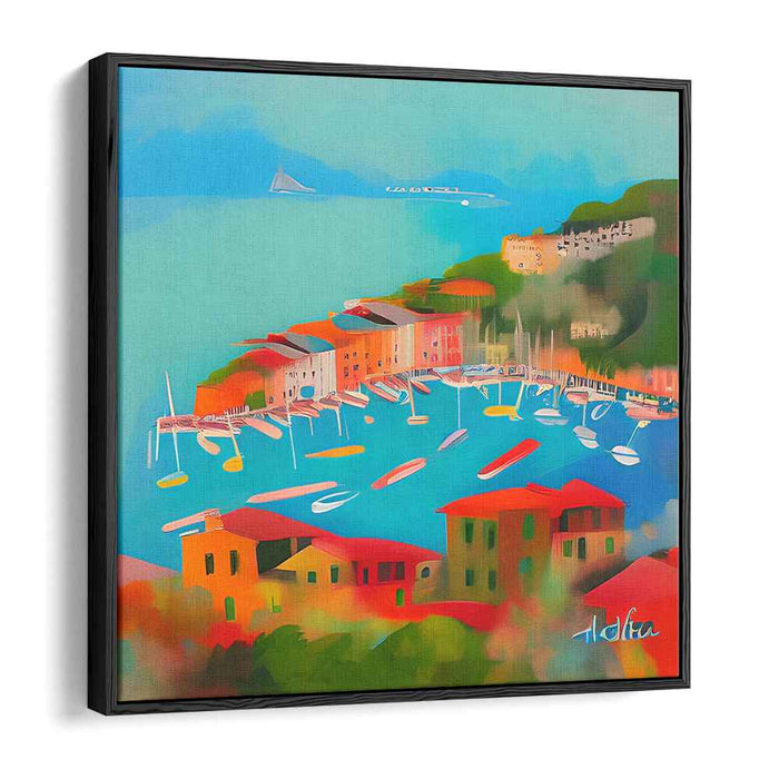 Seaside Stories: Vibrant Coastal Town Canvas Art Print