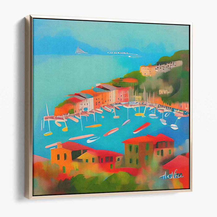 Seaside Stories: Vibrant Coastal Town Canvas Art Print