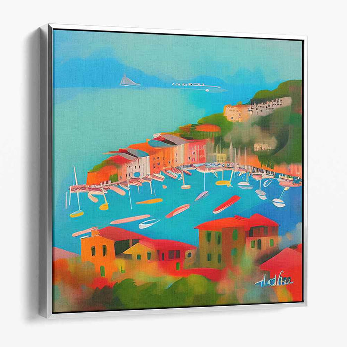Seaside Stories: Vibrant Coastal Town Canvas Art Print