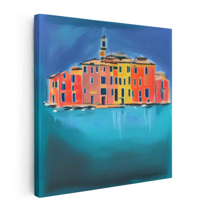 Cityscape Carnival Escape: Vibrant Townscape Canvas Art Print