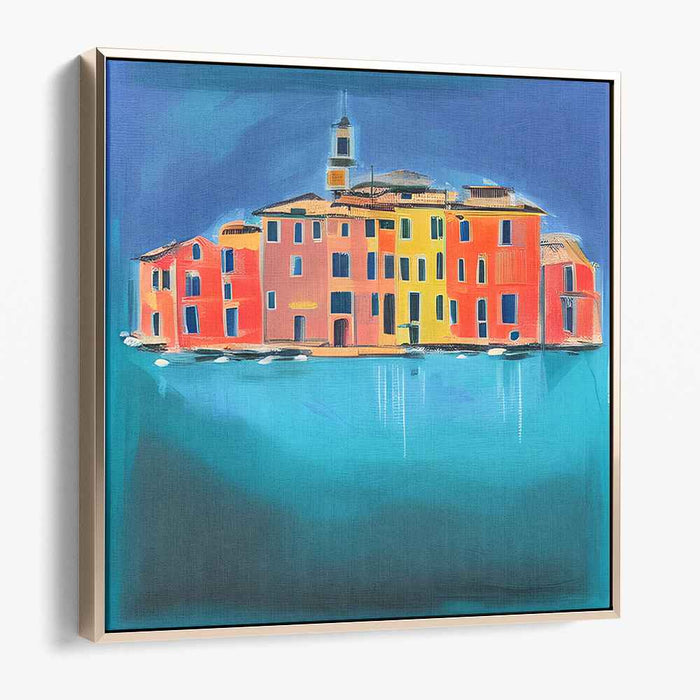 Cityscape Carnival Escape: Vibrant Townscape Canvas Art Print