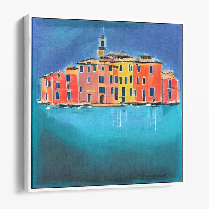 Cityscape Carnival Escape: Vibrant Townscape Canvas Art Print