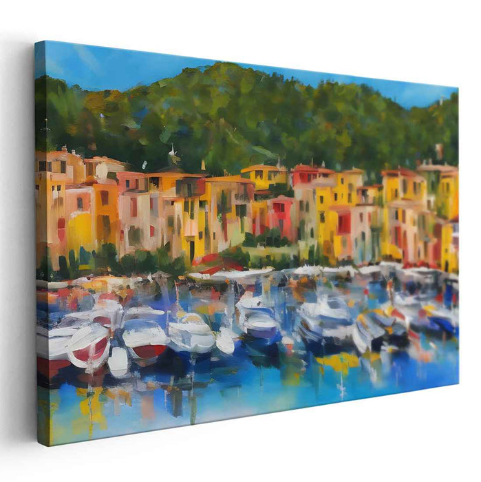 Azure Echoes in Paint: Vibrant Mediterranean Seascape Canvas Art