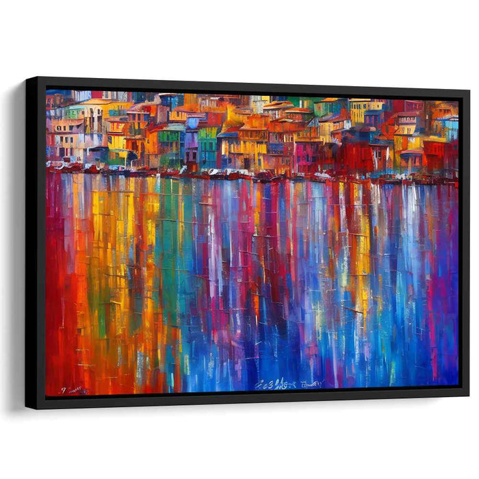 Vibrant Coastal Reflections: Modern Impressionist Waterfront Canvas Art