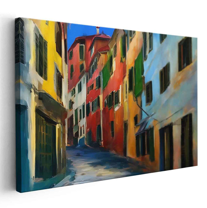Tuscan Tapestry: Vibrant Italian Village Canvas Art Print