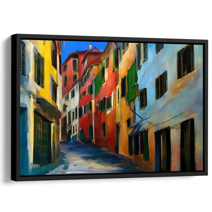 Tuscan Tapestry: Vibrant Italian Village Canvas Art Print