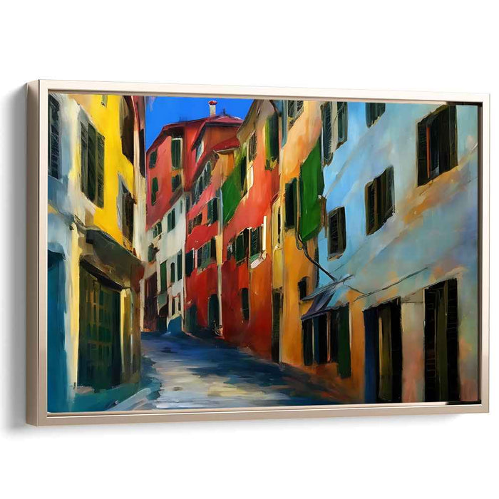 Tuscan Tapestry: Vibrant Italian Village Canvas Art Print