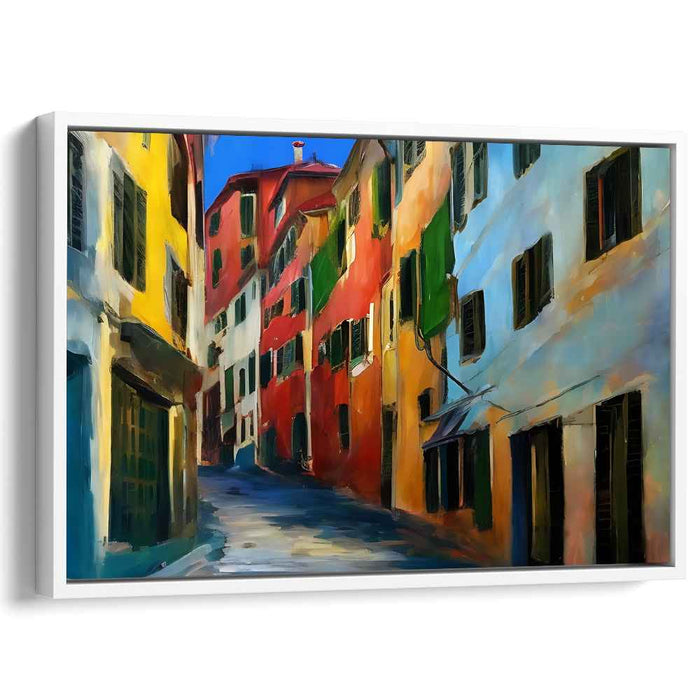 Tuscan Tapestry: Vibrant Italian Village Canvas Art Print