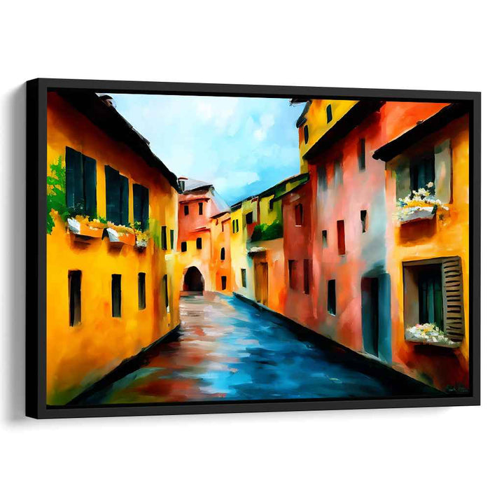 Colorful Canal: Luminous European Townscape Art