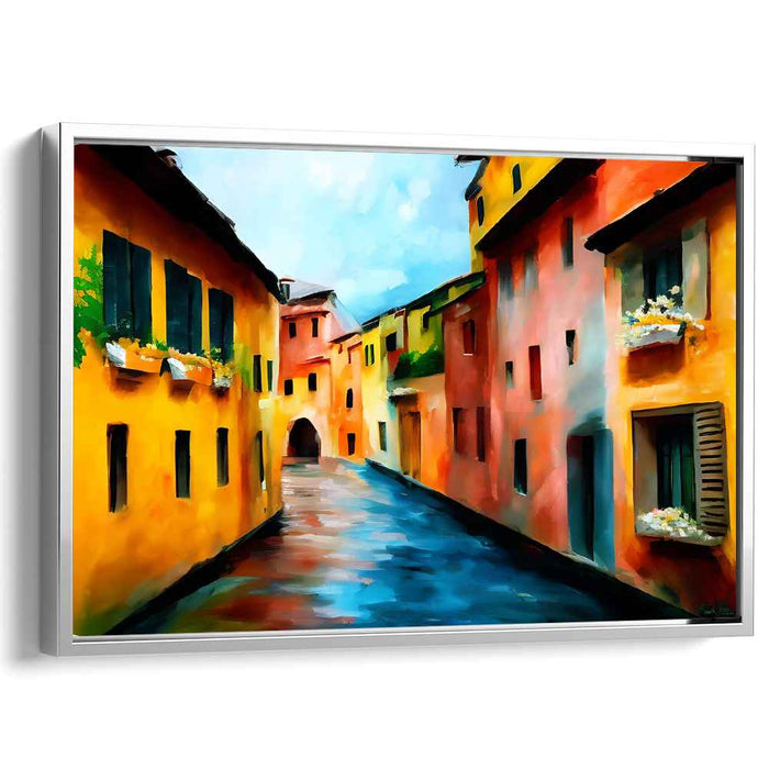 Colorful Canal: Luminous European Townscape Art