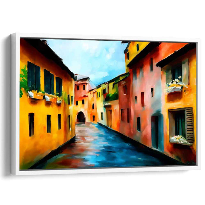 Colorful Canal: Luminous European Townscape Art