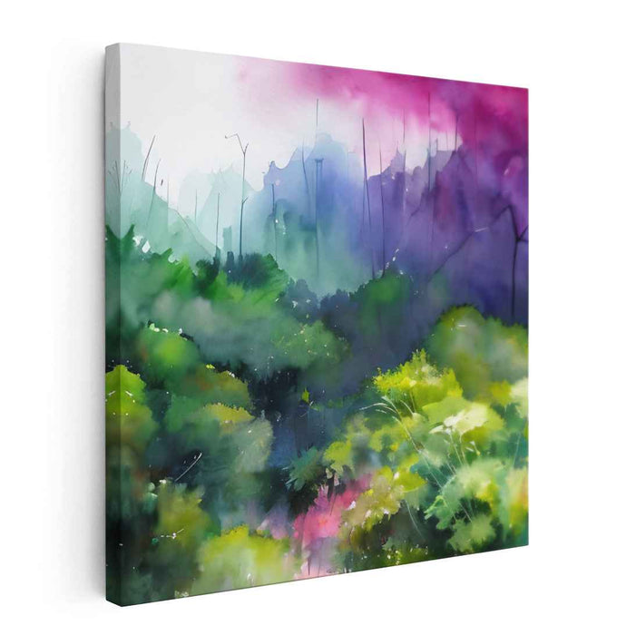 Mystic Forest Dawn: Impressionist Watercolor Landscape Art