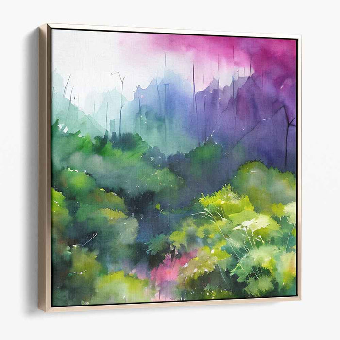 Mystic Forest Dawn: Impressionist Watercolor Landscape Art