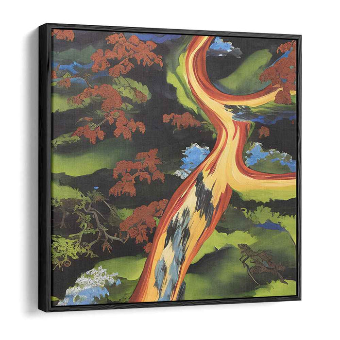 Crimson Cascade: Lyrical Landscape in Vivid Colors Canvas Art Print
