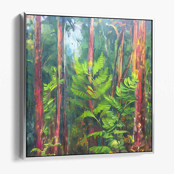 Woodland Rhapsody: A Lively Forest Impression Canvas Art Print