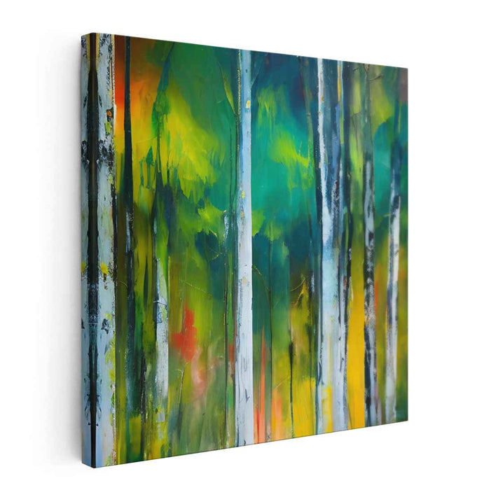 Whispering Forest Abstract: Abstract Woodland Serenity Canvas Art Print
