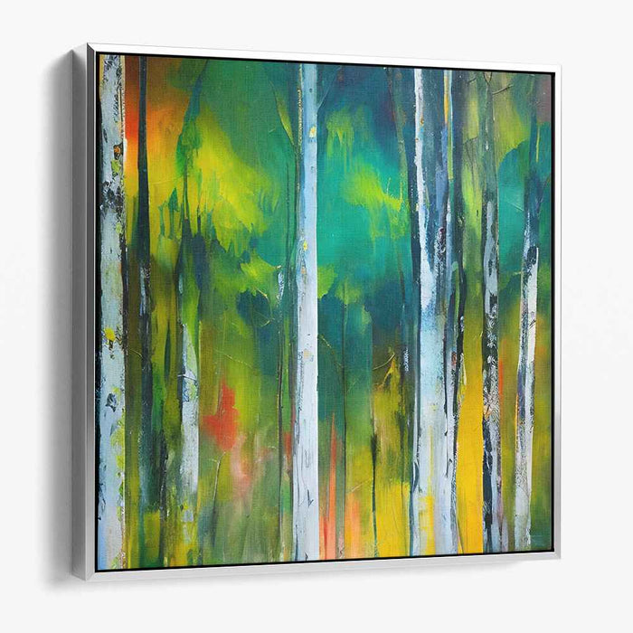 Whispering Forest Abstract: Abstract Woodland Serenity Canvas Art Print