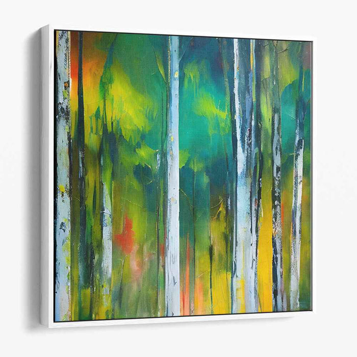 Whispering Forest Abstract: Abstract Woodland Serenity Canvas Art Print