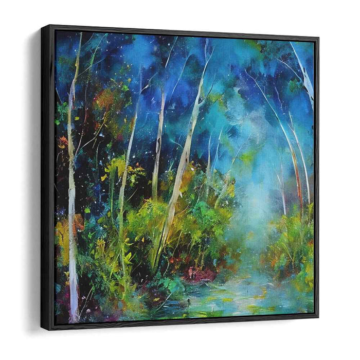 Twilight's Azure Glow: Luminous Blue and Emerald Night Canvas Art Print