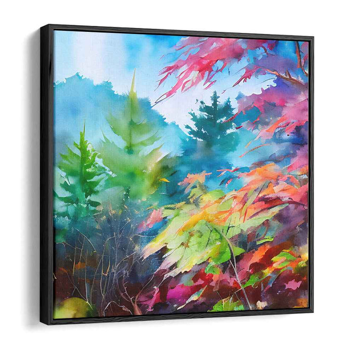 Serenade of Verdant Meadows: Lush Watercolor Landscape Canvas Art Print